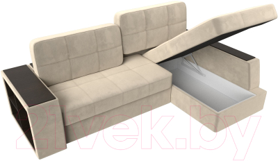 Диван угловой Лига Диванов Брюссель правый / 29386 (микровельвет бежевый)