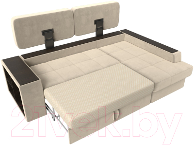 Диван угловой Лига Диванов Брюссель правый / 29386 (микровельвет бежевый)