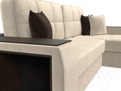 Диван угловой Лига Диванов Брюссель правый / 29386 (микровельвет бежевый)