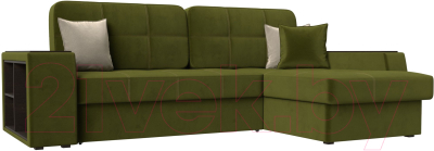 Диван угловой Лига Диванов Брюссель правый / 29387 (микровельвет зеленый) - фото