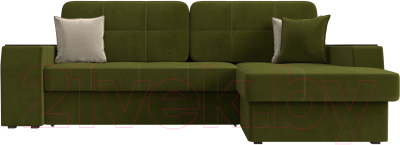 Диван угловой Лига Диванов Брюссель правый / 29387 (микровельвет зеленый)