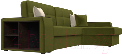 Диван угловой Лига Диванов Брюссель правый / 29387 (микровельвет зеленый)
