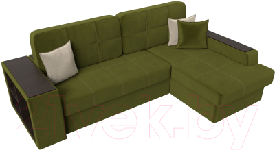 Диван угловой Лига Диванов Брюссель правый / 29387 (микровельвет зеленый)