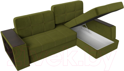 Диван угловой Лига Диванов Брюссель правый / 29387 (микровельвет зеленый)