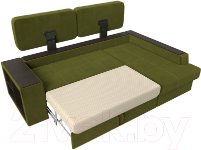 Диван угловой Лига Диванов Брюссель правый / 29387 (микровельвет зеленый)