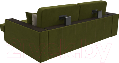 Диван угловой Лига Диванов Брюссель правый / 29387 (микровельвет зеленый)
