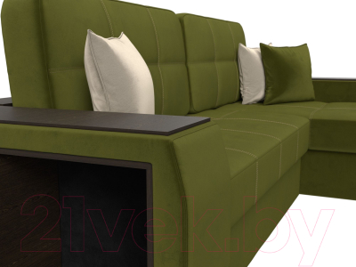 Диван угловой Лига Диванов Брюссель правый / 29387 (микровельвет зеленый)