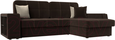 Диван угловой Лига Диванов Брюссель правый / 29388 (микровельвет коричневый) - фото