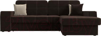 Диван угловой Лига Диванов Брюссель правый / 29388 (микровельвет коричневый)