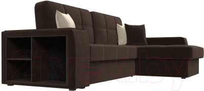 Диван угловой Лига Диванов Брюссель правый / 29388 (микровельвет коричневый)