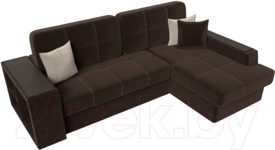 Диван угловой Лига Диванов Брюссель правый / 29388 (микровельвет коричневый)