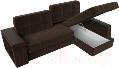 Диван угловой Лига Диванов Брюссель правый / 29388 (микровельвет коричневый)