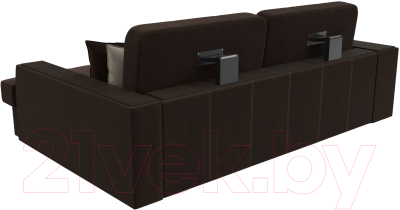 Диван угловой Лига Диванов Брюссель правый / 29388 (микровельвет коричневый)