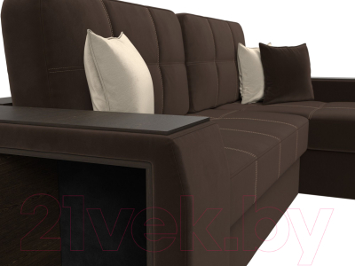 Диван угловой Лига Диванов Брюссель правый / 29388 (микровельвет коричневый)