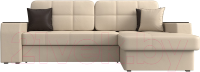 Диван угловой Лига Диванов Брюссель правый / 29394 (экокожа бежевый)