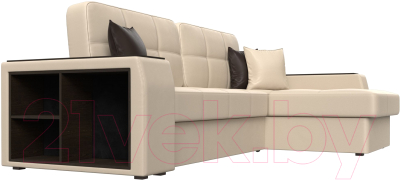 Диван угловой Лига Диванов Брюссель правый / 29394 (экокожа бежевый)