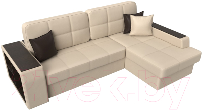 Диван угловой Лига Диванов Брюссель правый / 29394 (экокожа бежевый)