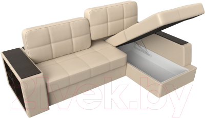 Диван угловой Лига Диванов Брюссель правый / 29394 (экокожа бежевый)