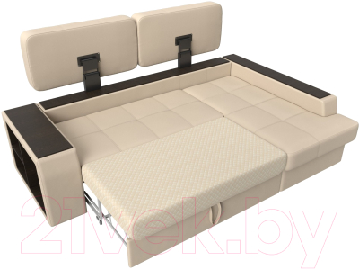 Диван угловой Лига Диванов Брюссель правый / 29394 (экокожа бежевый)