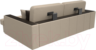 Диван угловой Лига Диванов Брюссель правый / 29394 (экокожа бежевый)