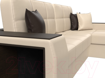 Диван угловой Лига Диванов Брюссель правый / 29394 (экокожа бежевый)