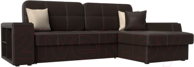 Диван угловой Лига Диванов Брюссель правый / 29396 (экокожа коричневый) - фото