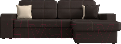 Диван угловой Лига Диванов Брюссель правый / 29396 (экокожа коричневый)