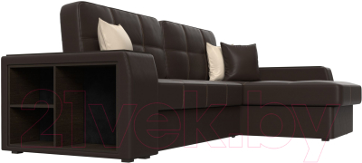 Диван угловой Лига Диванов Брюссель правый / 29396 (экокожа коричневый)