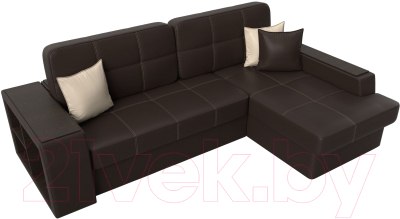 Диван угловой Лига Диванов Брюссель правый / 29396 (экокожа коричневый)