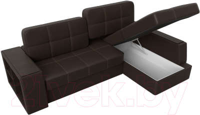 Диван угловой Лига Диванов Брюссель правый / 29396 (экокожа коричневый)