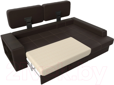 Диван угловой Лига Диванов Брюссель правый / 29396 (экокожа коричневый)