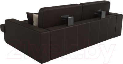 Диван угловой Лига Диванов Брюссель правый / 29396 (экокожа коричневый)