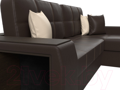 Диван угловой Лига Диванов Брюссель правый / 29396 (экокожа коричневый)