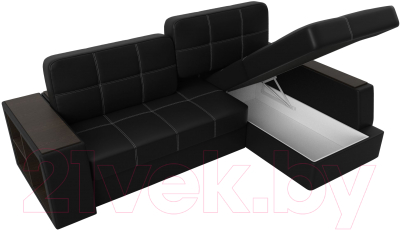 Диван угловой Лига Диванов Брюссель правый / 29397 (экокожа черный)
