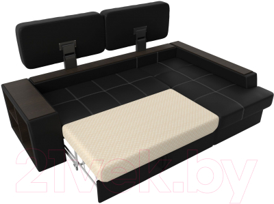 Диван угловой Лига Диванов Брюссель правый / 29397 (экокожа черный)