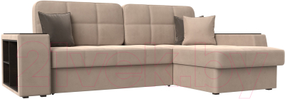 Диван угловой Лига Диванов Брюссель правый / 110647 (велюр бежевый) - фото