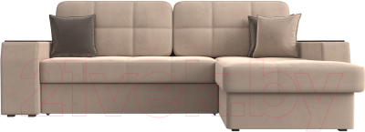 Диван угловой Лига Диванов Брюссель правый / 110647 (велюр бежевый)