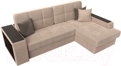 Диван угловой Лига Диванов Брюссель правый / 110647 (велюр бежевый)
