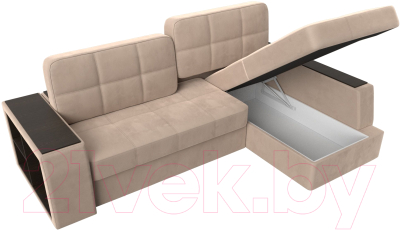 Диван угловой Лига Диванов Брюссель правый / 110647 (велюр бежевый)