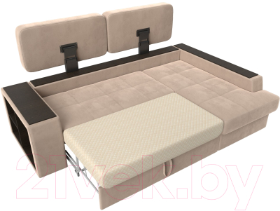 Диван угловой Лига Диванов Брюссель правый / 110647 (велюр бежевый)