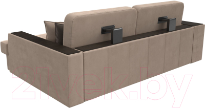 Диван угловой Лига Диванов Брюссель правый / 110647 (велюр бежевый)