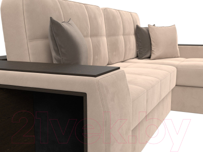 Диван угловой Лига Диванов Брюссель правый / 110647 (велюр бежевый)