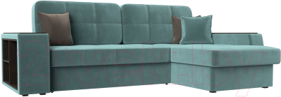 Диван угловой Лига Диванов Брюссель правый / 110648 (велюр бирюзовый) - фото