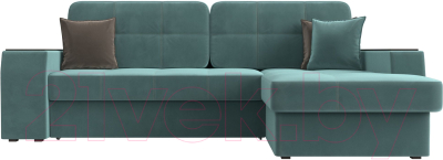 Диван угловой Лига Диванов Брюссель правый / 110648 (велюр бирюзовый)