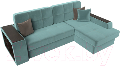 Диван угловой Лига Диванов Брюссель правый / 110648 (велюр бирюзовый)