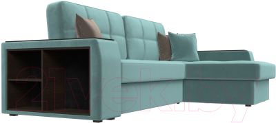 Диван угловой Лига Диванов Брюссель правый / 110648 (велюр бирюзовый)