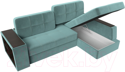 Диван угловой Лига Диванов Брюссель правый / 110648 (велюр бирюзовый)