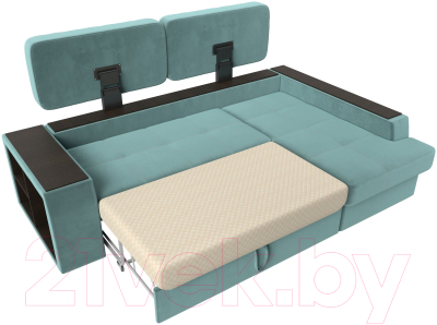 Диван угловой Лига Диванов Брюссель правый / 110648 (велюр бирюзовый)