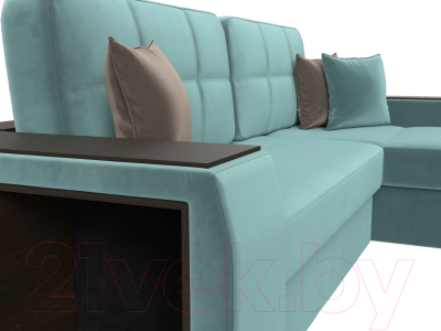 Диван угловой Лига Диванов Брюссель правый / 110648 (велюр бирюзовый)