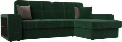 Диван угловой Лига Диванов Брюссель правый / 110650 (велюр зеленый) - фото